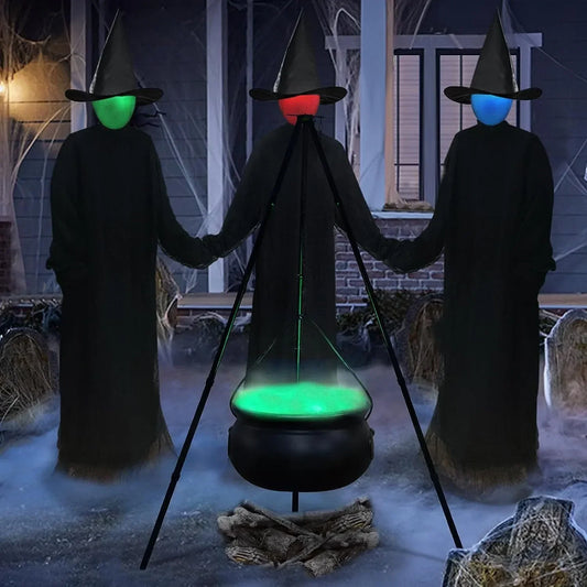 Halloween Witch's Cauldron with Tripod & Lights Candy Bucket Outdoor Party Decor