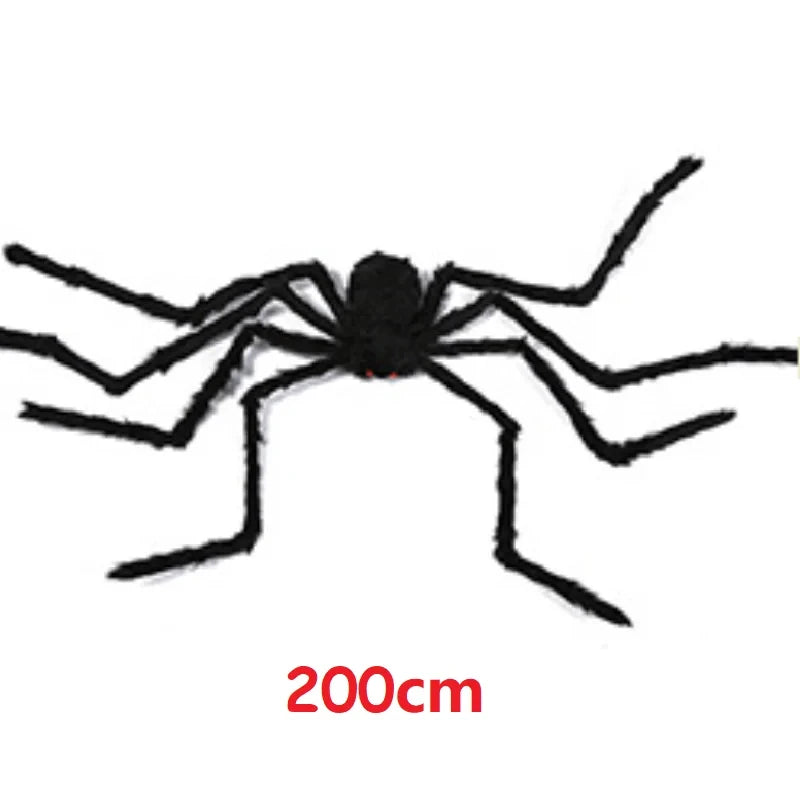 Giant Halloween Black Spider (30/90/150cm) with Web for Home & Haunted House Decor