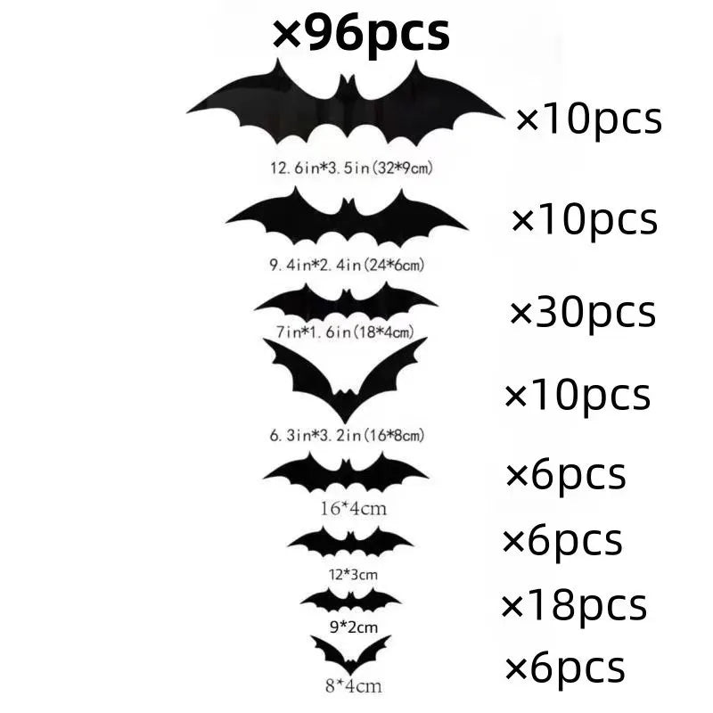3D PVC Bat Wall Stickers – Halloween Scary Decorations & Party Props