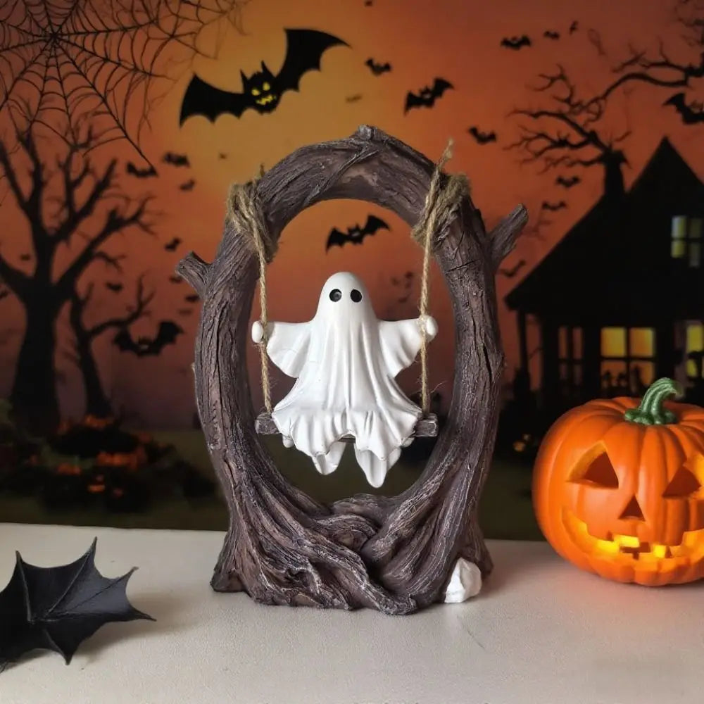 Halloween Swing Ghost Ornament, Spooky Ghost Statue Collectible
