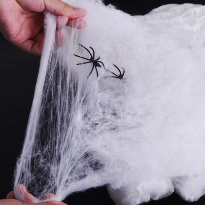 Halloween Super Stretch Spider Webs with Fake Spiders for Scary Party & Horror Decor
