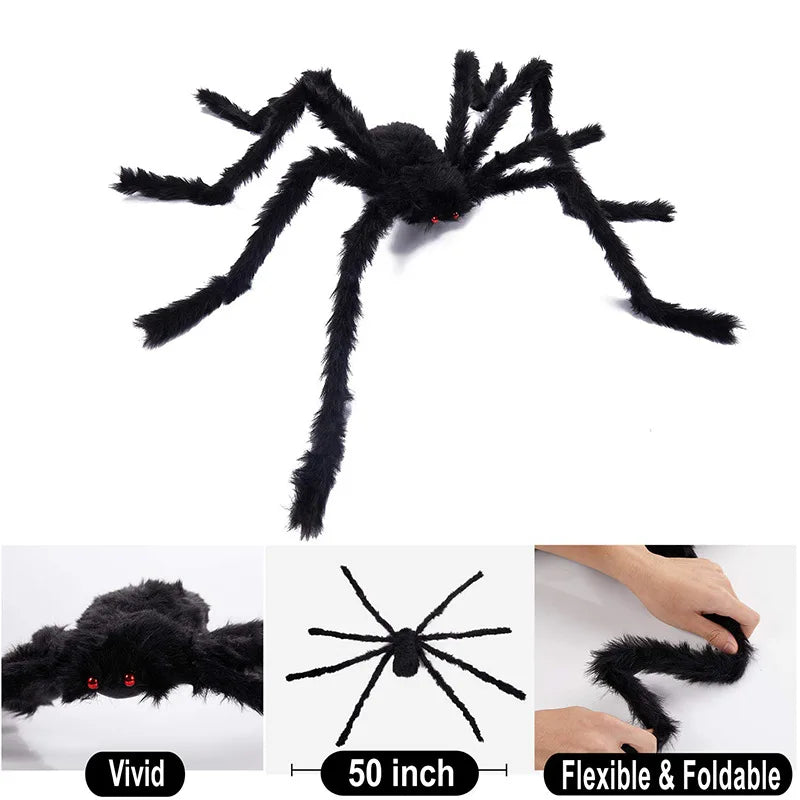 Giant Spider & Huge Web Halloween Decoration for Indoor & Outdoor Haunted Props