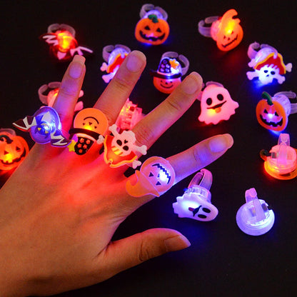 10/20PCS Cute Glowing Halloween Rings & Bracelets for Kids Party Decoration