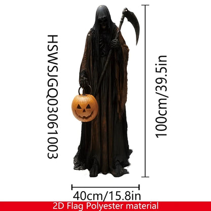 2D Halloween Evil Pumpkin Man Hanging Background Cloth for Indoor & Outdoor Decor