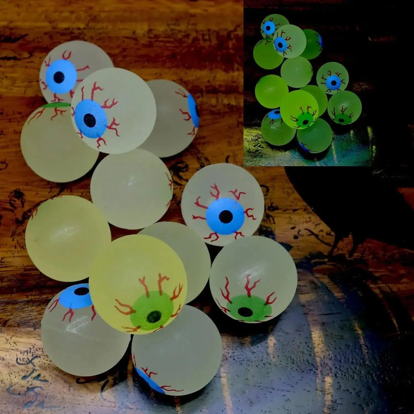 Glow-in-the-Dark Eyeball Bouncy Balls 32MM Halloween Scary Toys (5/10/20pcs)