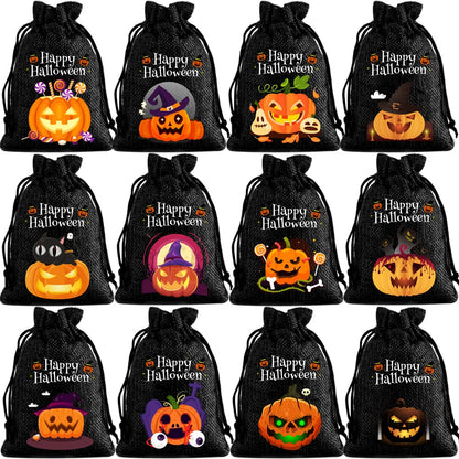 2025 New Halloween Drawstring Burlap Bag, Candy Chocolate Jewelry Gift Bag, DIY Wedding