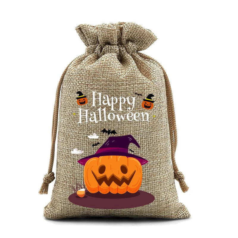 2025 New Halloween Drawstring Burlap Bag, Candy Chocolate Jewelry Gift Bag, DIY Wedding