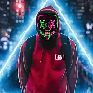 LED Light-Up Scary Halloween Mask for Cosplay & Parties