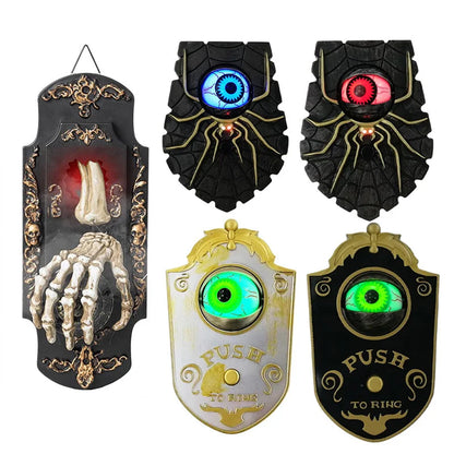 1/2PCS Halloween One-Eyed Doorbell Prop with Glowing Eyeball & Spider