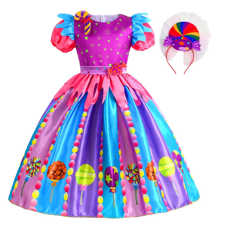 Candy Princess Halloween Dress with Headband & Candy Scepter, Sweet Party Costume