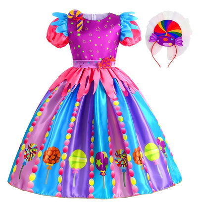 Candy Princess Halloween Dress with Headband & Candy Scepter, Sweet Party Costume