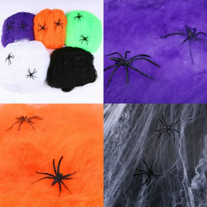 Giant Halloween Black Spider (30/90/150cm) with Web for Home & Haunted House Decor