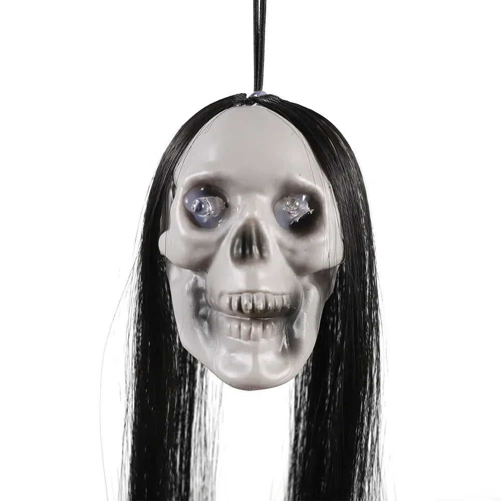 Halloween Hanging Long Hair Ghost Skeleton Pendant LED Light for Party & Haunted House