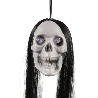 Halloween Hanging Long Hair Ghost Skeleton Pendant LED Light for Party & Haunted House