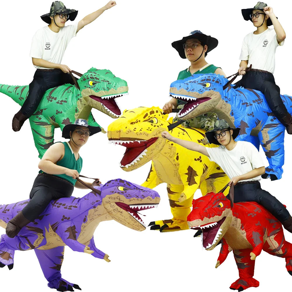 Inflatable Dinosaur Ride-On Costume – Halloween Party Cosplay for Adults