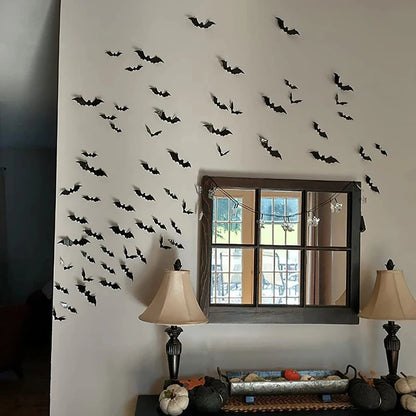 3D PVC Bat Wall Stickers – Halloween Scary Decorations & Party Props