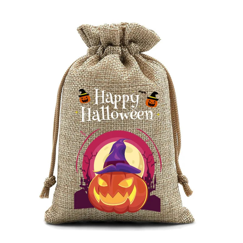 2025 New Halloween Drawstring Burlap Bag, Candy Chocolate Jewelry Gift Bag, DIY Wedding