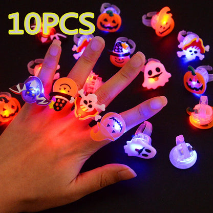 10/20PCS Cute Glowing Halloween Rings & Bracelets for Kids Party Decoration