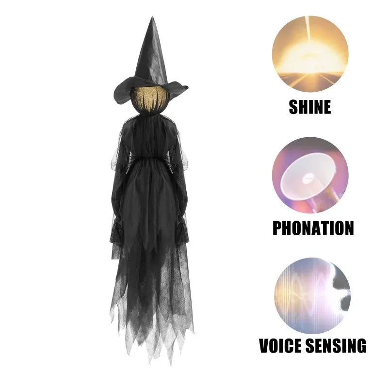 1.5M Light-Up Voice-Controlled Screaming Witches Halloween Decoration Holding Hands