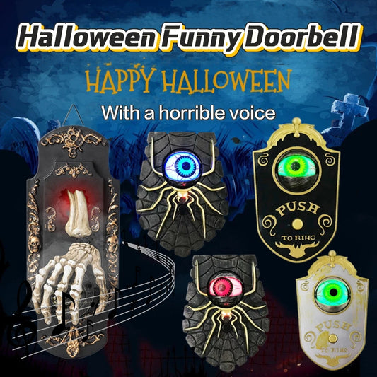 1/2PCS Halloween One-Eyed Doorbell Prop with Glowing Eyeball & Spider