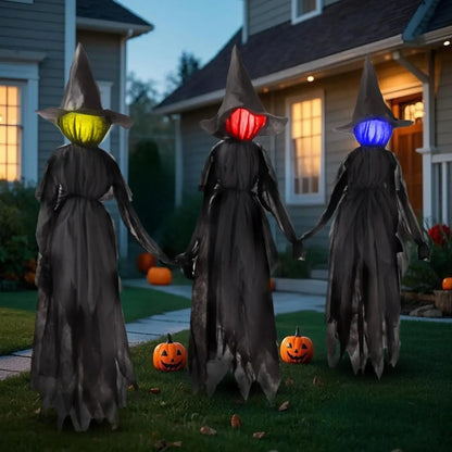 1.5M Light-Up Voice-Controlled Screaming Witches Halloween Decoration Holding Hands