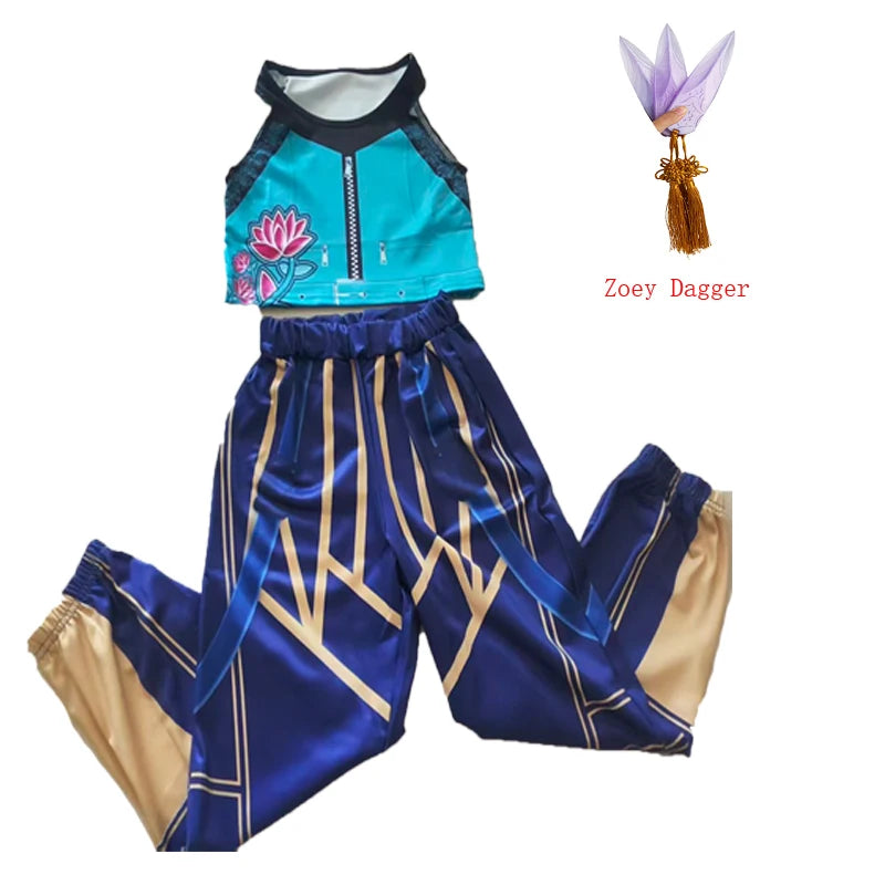 Anime KPop Demon Cosplay Costume – Zoey Wig & Daggers Set for Halloween