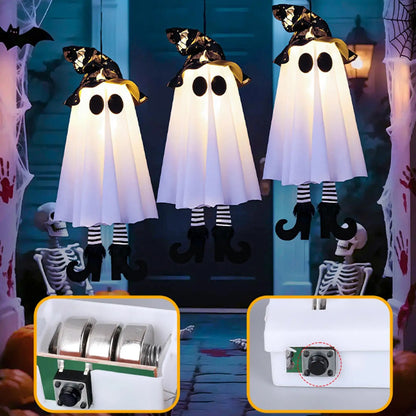 LED Light-Up Witch Ghost Halloween Hanging Ornament for Home & Yard Decoration