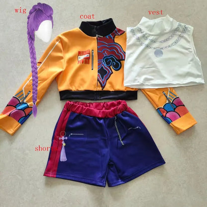 Anime KPop Demon Cosplay Costume – Zoey Wig & Daggers Set for Halloween