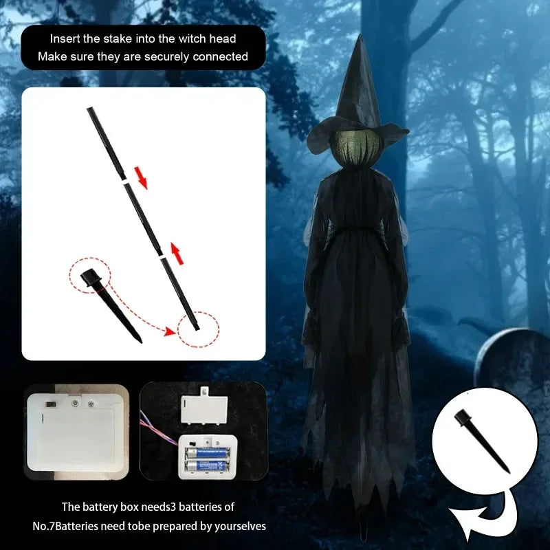 Halloween Colorful Glow 3 Hand-Holding Witches Sound-Activated Light-Up Decoration