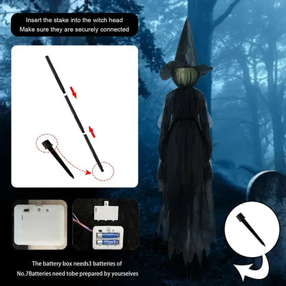 Halloween Colorful Glow 3 Hand-Holding Witches Sound-Activated Light-Up Decoration