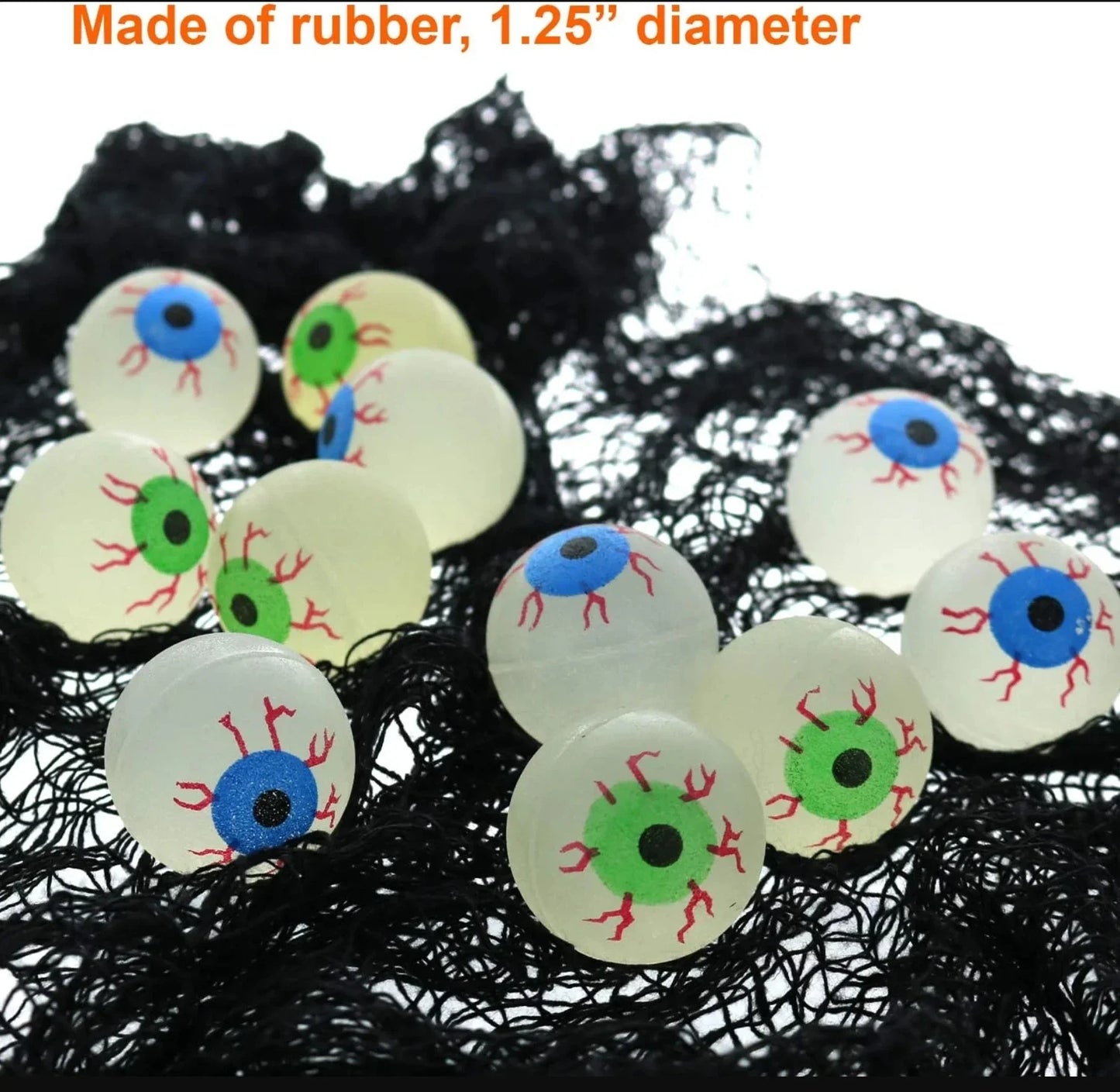 Glow-in-the-Dark Eyeball Bouncy Balls 32MM Halloween Scary Toys (5/10/20pcs)
