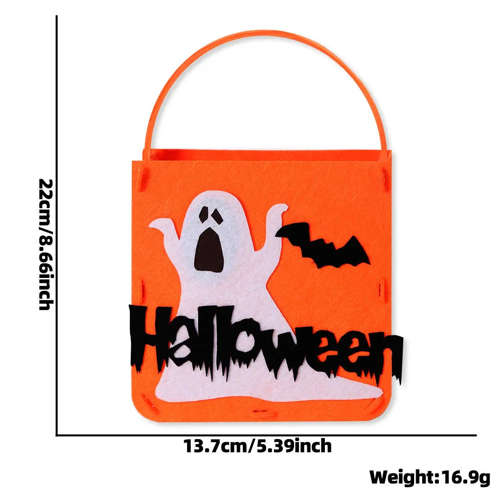 Felt Halloween Trick-or-Treat Bag with Spooky Pumpkin & Ghost Design