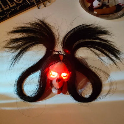 Halloween Hanging Long Hair Ghost Skeleton Pendant LED Light for Party & Haunted House