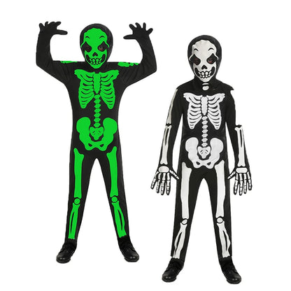 Halloween Skeleton Monster Costume – Glow-in-the-Dark Jumpsuit for Party