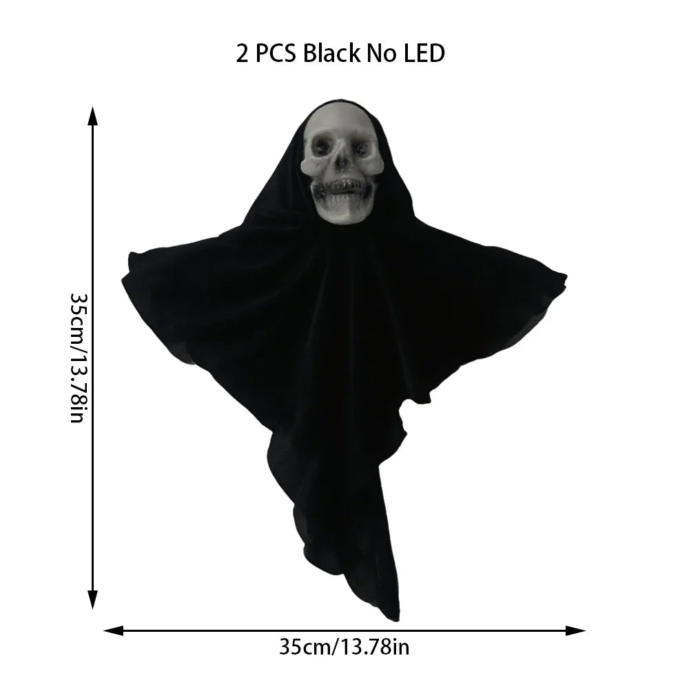 2PCS Halloween Hanging Skull Skeleton Ghost Decorations Horror Props