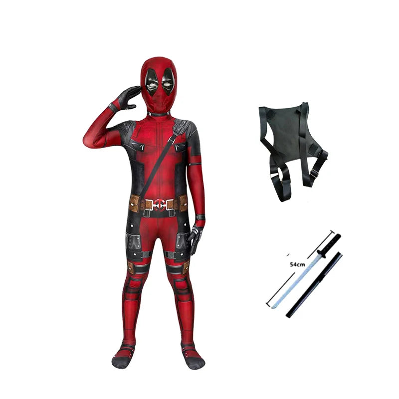 Deadpool 3 Kids Costume – Full Bodysuit Cosplay for Halloween