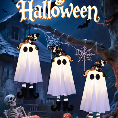 LED Light-Up Witch Ghost Halloween Hanging Ornament for Home & Yard Decoration