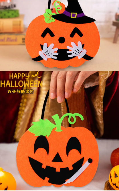 Felt Halloween Trick-or-Treat Bag with Spooky Pumpkin & Ghost Design