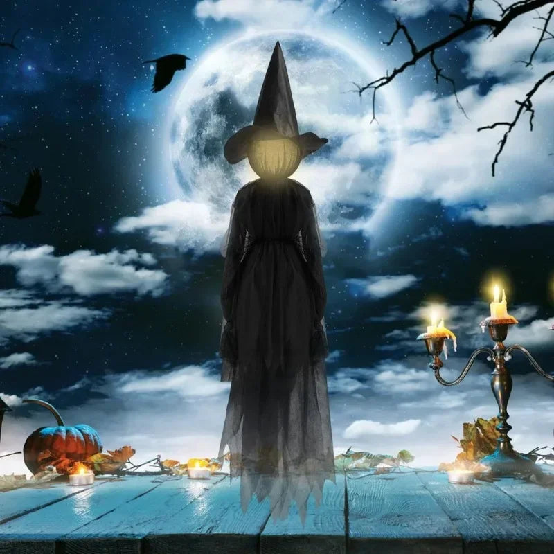 Halloween Colorful Glow 3 Hand-Holding Witches Sound-Activated Light-Up Decoration