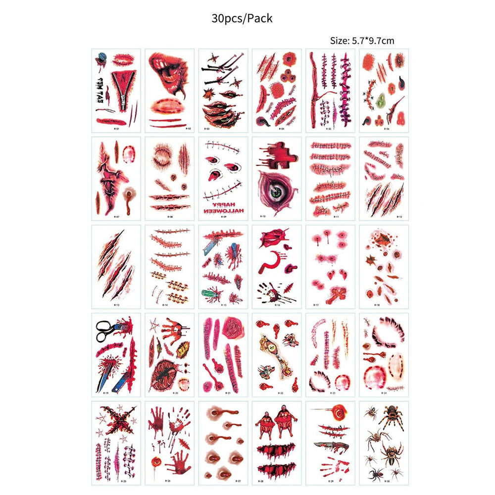Bleeding Wound Tattoo Stickers (30pcs)