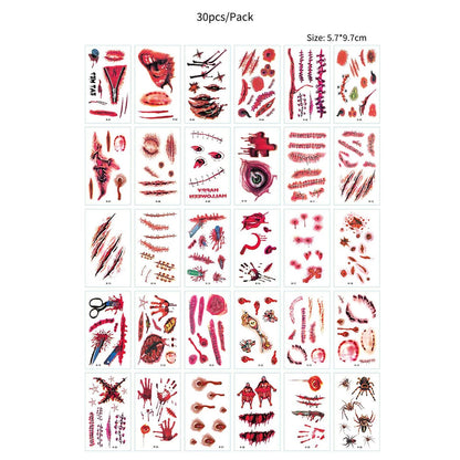 Bleeding Wound Tattoo Stickers (30pcs)