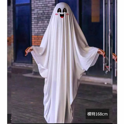 Halloween Horror White Ghost Cosplay Costume for Adults & Kids Masquerade Party