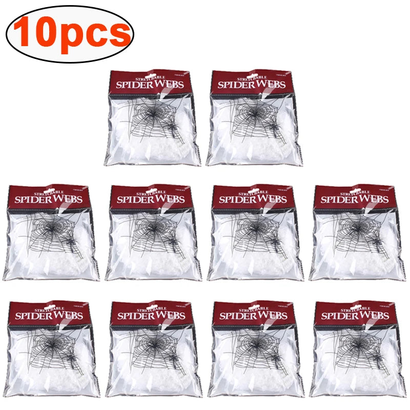 Halloween Super Stretch Spider Webs with Fake Spiders for Scary Party & Horror Decor