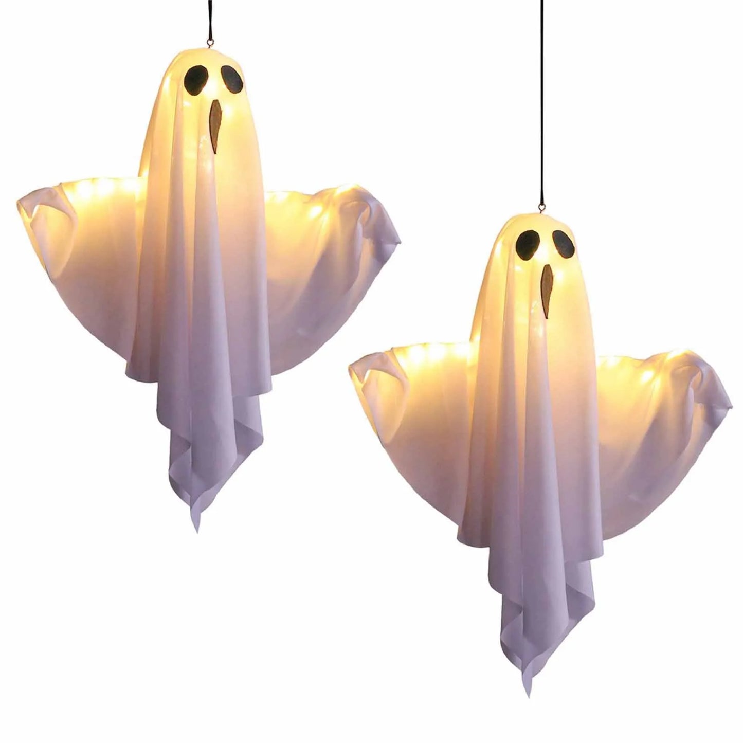 Halloween Ghost Hanging Decorations Halloween Hanging Light Up White Orange Flying Ghost Tree Window Wall Scary Ornament 50X40CM