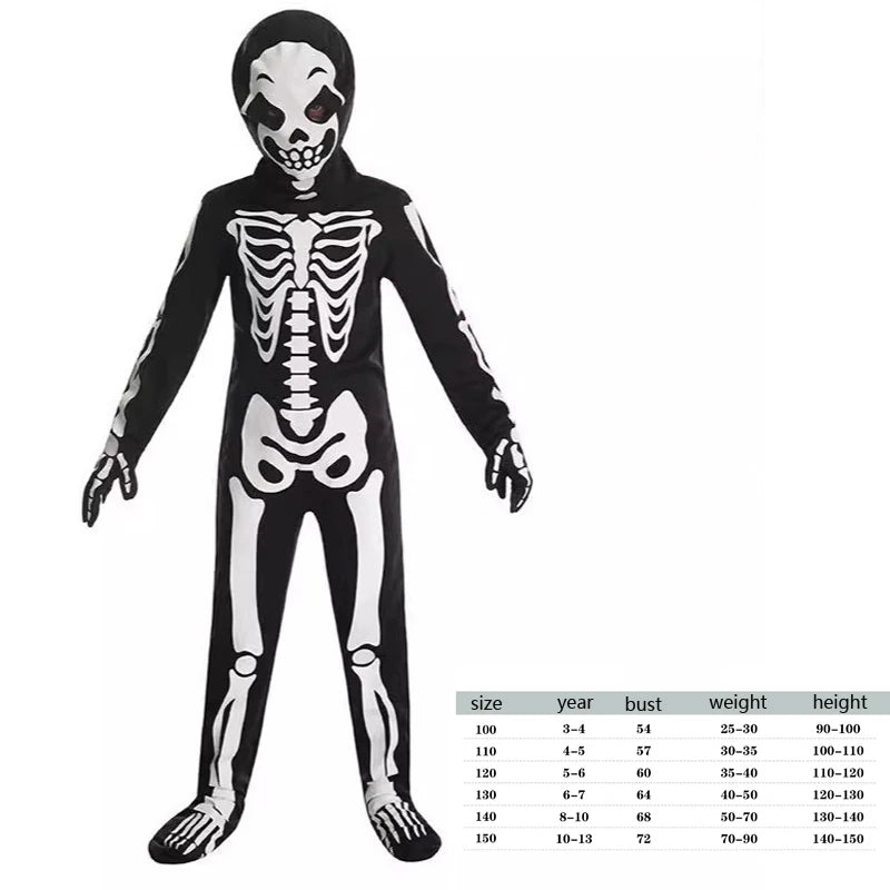 Halloween Skeleton Monster Costume – Glow-in-the-Dark Jumpsuit for Party