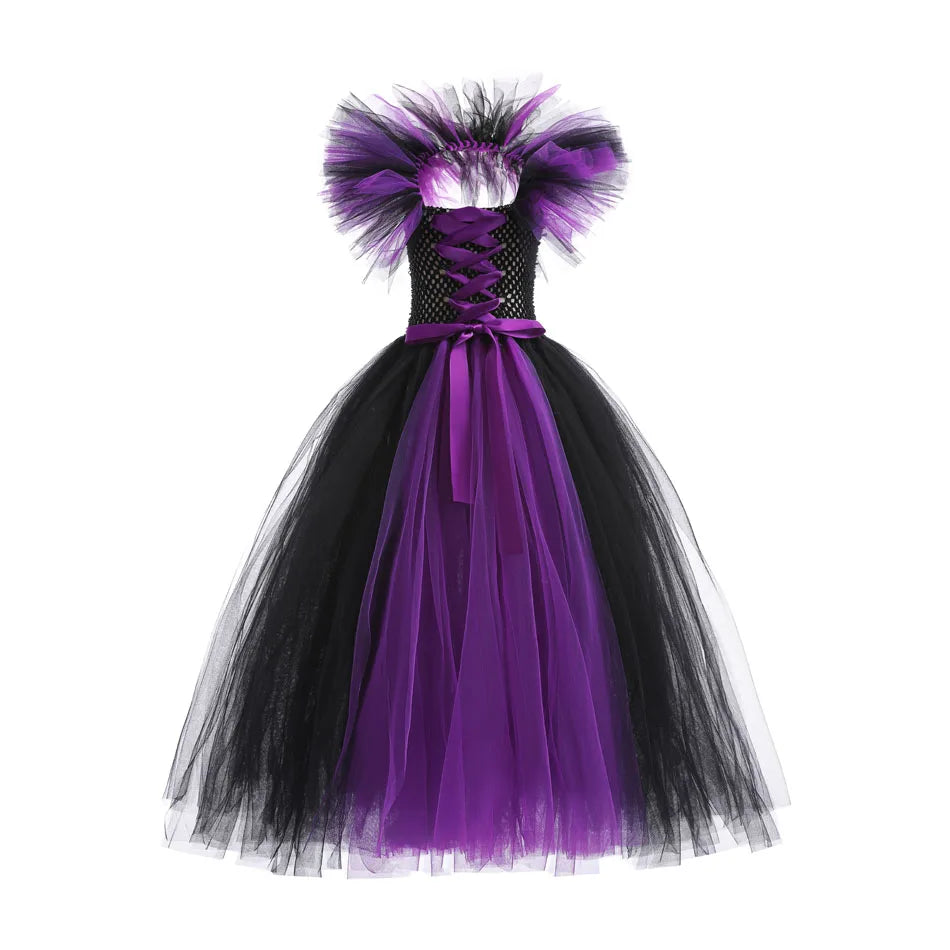 Maleficent Girls Halloween Cosplay Dress – Handmade Tulle Luxury Gown