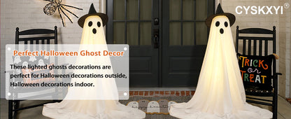 2 Packs Glow-in-the-Dark Halloween Ghosts for Yard & Home Decoration