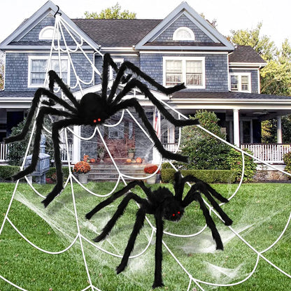 Giant Black Spider Halloween Decoration (30-200cm) for Haunted House & Party