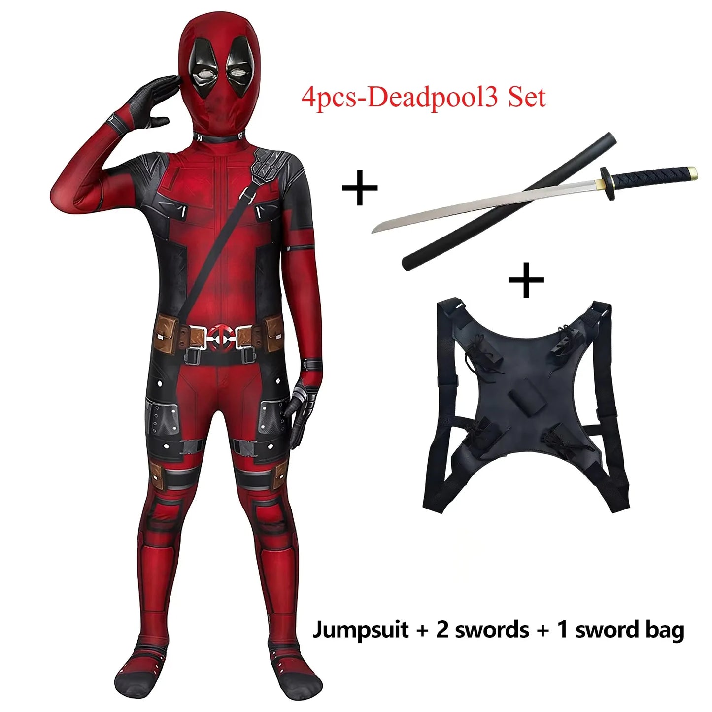 Deadpool 3 Kids Costume – Full Bodysuit Cosplay for Halloween