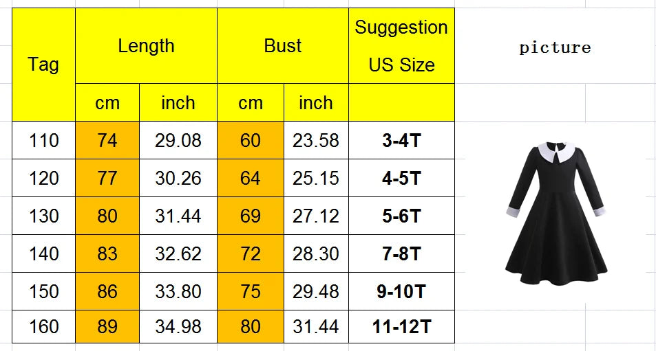 Purim Girls Wednesday Cosplay Dress Halloween Costume & Casual Summer Outfit